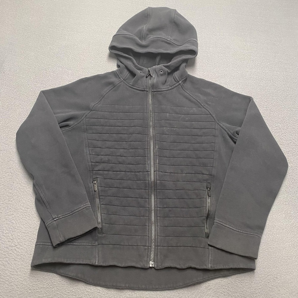 Lululemon Jacket Womens 12 Black Quilted Full‎ Zip Hoodie Athleisure Outdoor